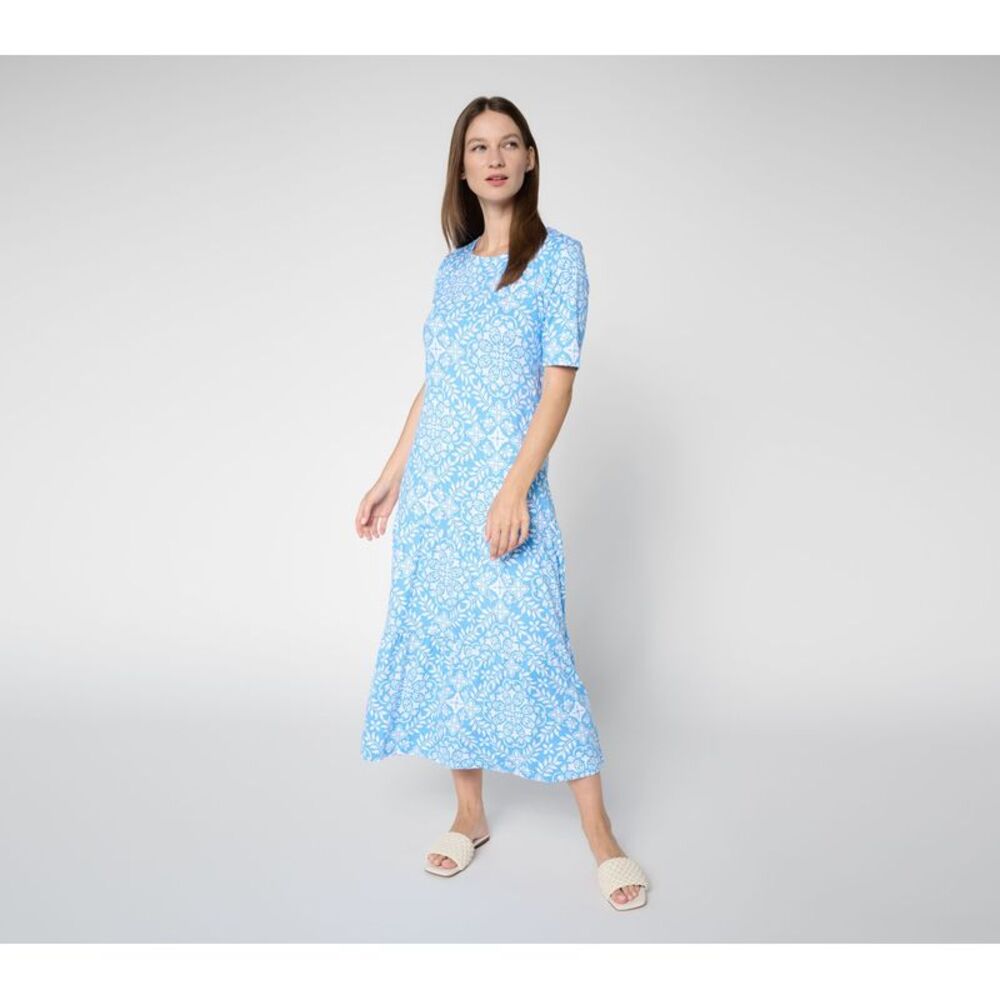 Cuddl Duds Women's Dress Sz L Make Your Selection: Flexwear Tiered Blue A724090